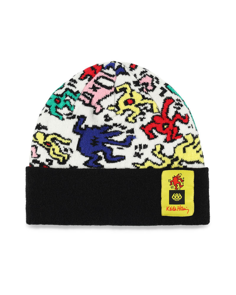 Special Features  100% Acylic Knit Front Custom Collab Woven Label Jacquard Rib Cuff Beanie