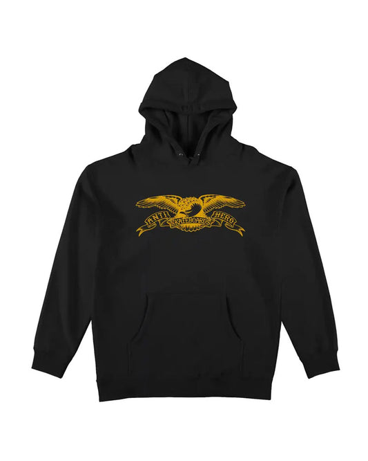 Anti-Hero Basic Eagle Pullover Hooded Sweatshirt - Black/Gold Print