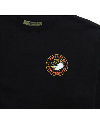 Anti-Hero Eagle Round Pullover Crewneck Sweatshirt - Black/Orange/Yellow