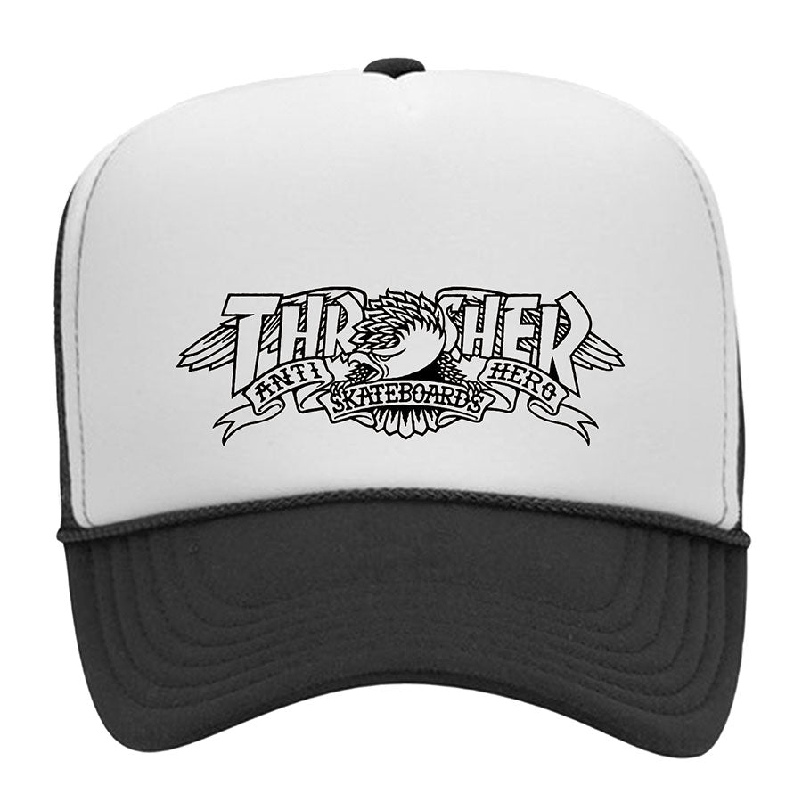 Anti-Hero Mag Banner Trucker Hat - Black/Black/White