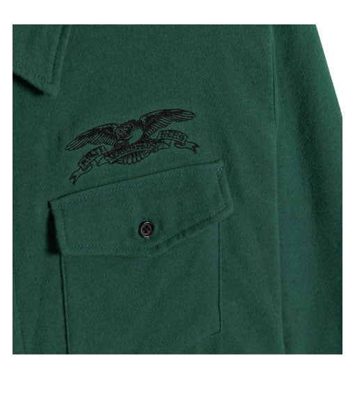 Antihero Basic Eagle Flannel Shirt Dark Green/Black Emb