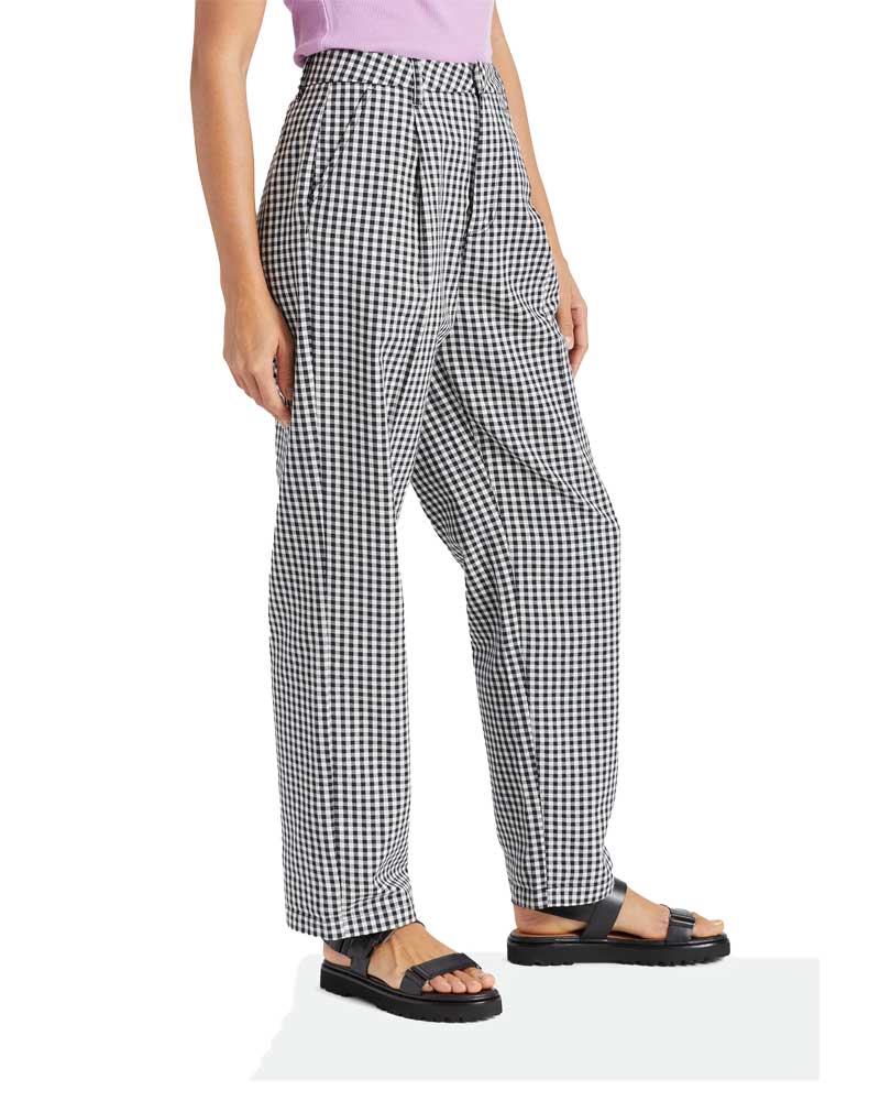 Brixton Women's Victory Trouser Pant Washed Navy Gingham