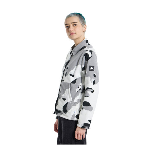 Burton Women's Cinder Fleece Snap Shirt Stout White Cookie Camo 2024