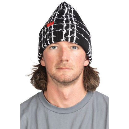 Corduroy Barbed Plaid Beanie Black 2025