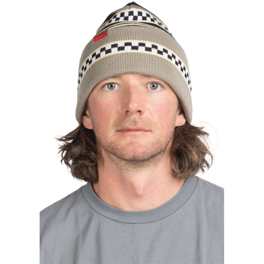 Corduroy Checkstripe Beanie Stone Grey 2025