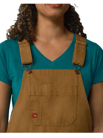 Dickies Women's Bib Shortall Rinsed Brown Duck