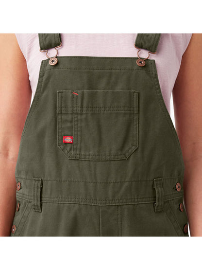 Dickies Women's Relaxed Fit Bib Overalls Rinsed Moss Green