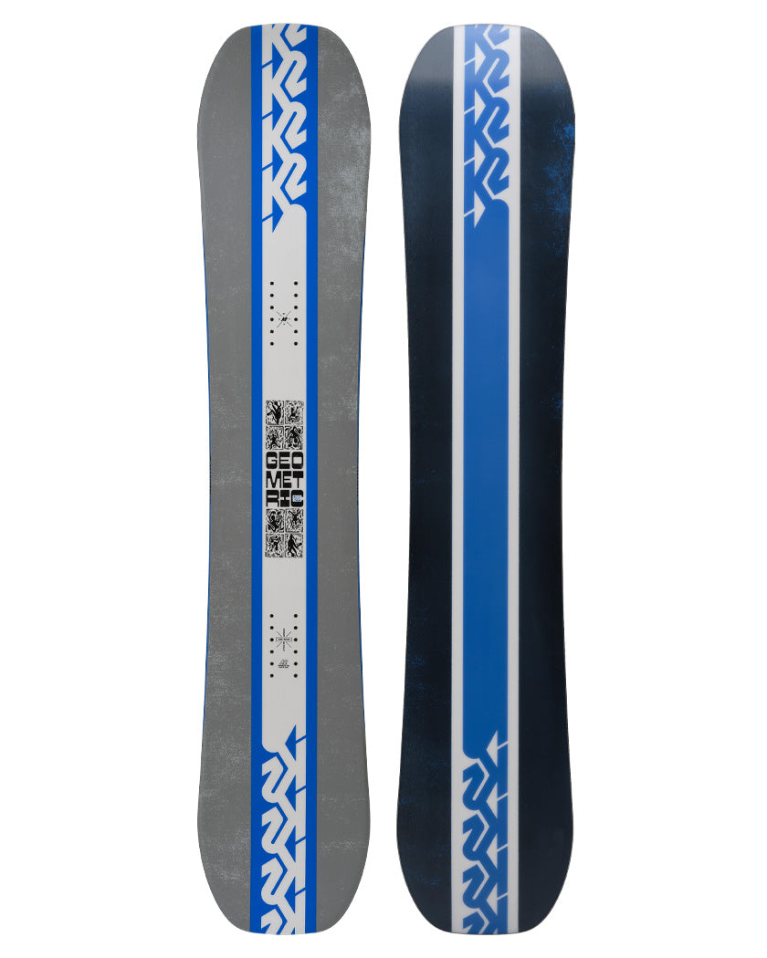 The K2 Geometric is the perfect tool for those looking for an affordable twin-tip, softer-flexing freestyle board or someone that has caught the snowboard bug and is looking to drop in on their first complete set-up. K2 Men's Geometric Snowboard 2025
