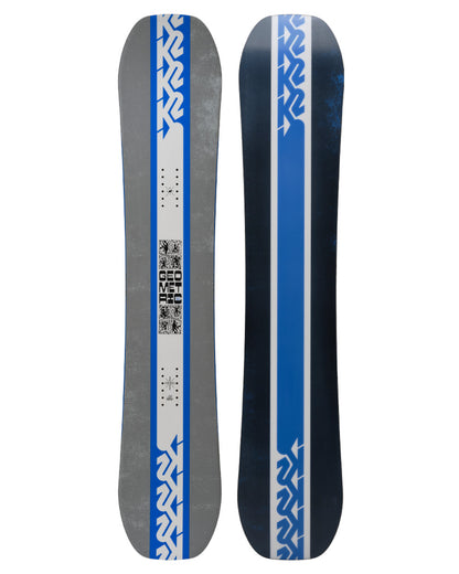 The K2 Geometric is the perfect tool for those looking for an affordable twin-tip, softer-flexing freestyle board or someone that has caught the snowboard bug and is looking to drop in on their first complete set-up. K2 Men's Wide Geometric Snowboard 2025