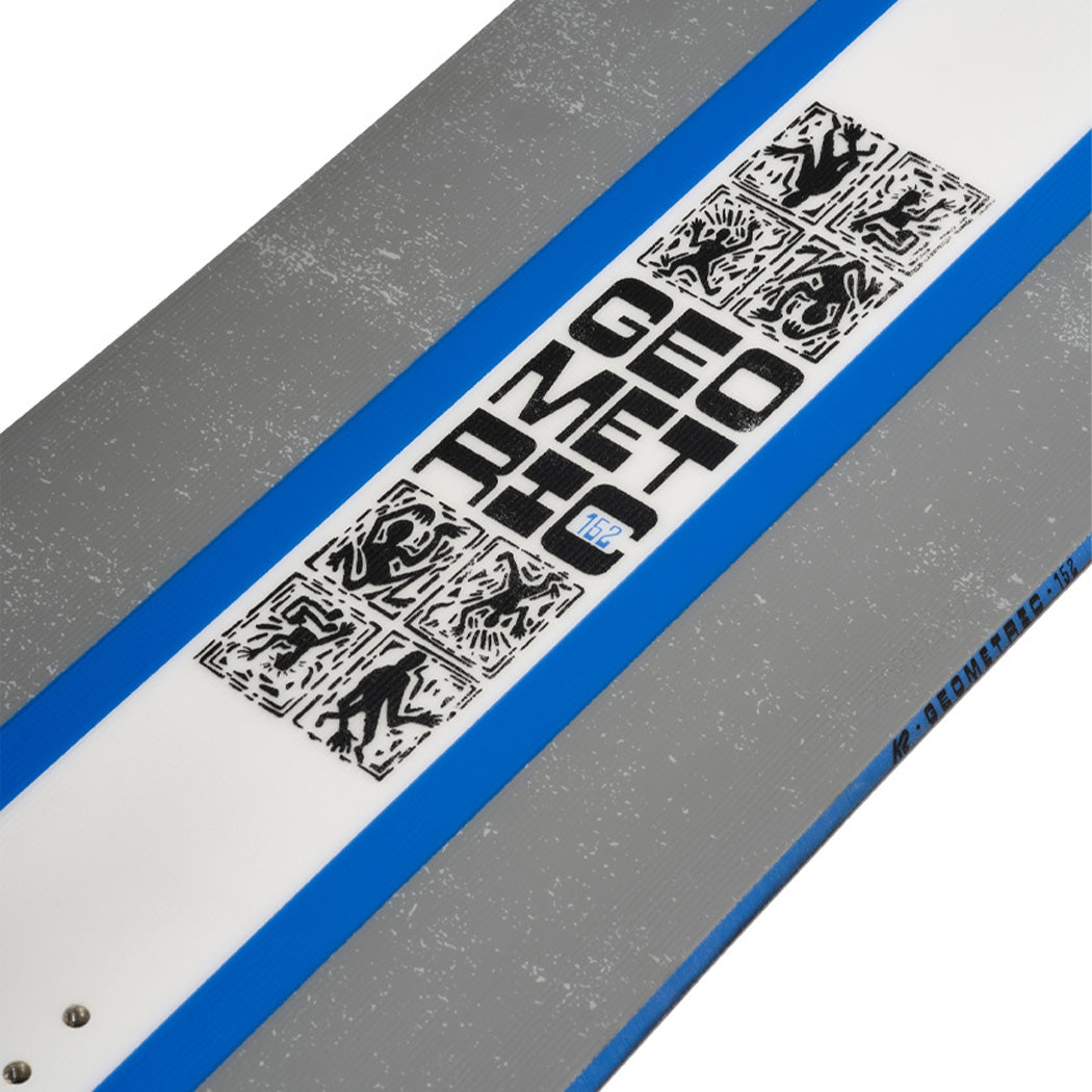 The all-new K2 Geometric snowboard was engineered with a jib-friendly shape, flex, and camber profile for the intermediate and beginner snowboarder.