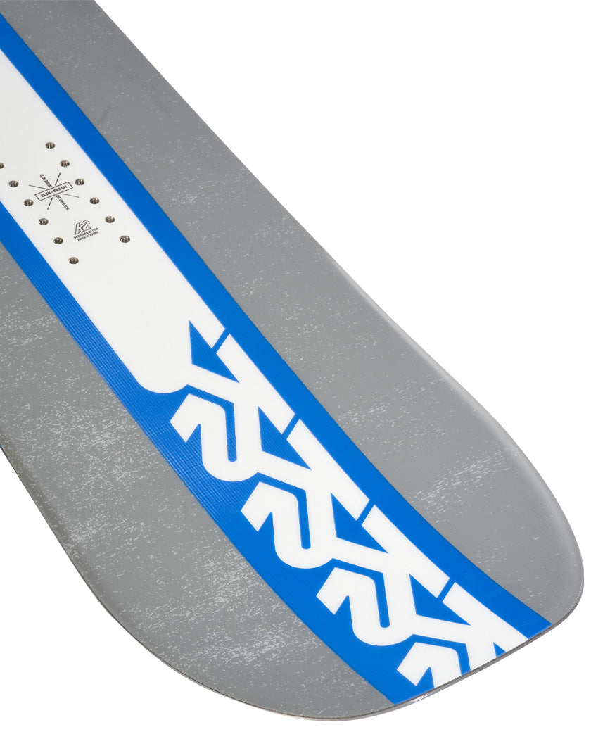 The K2 Geometric is the perfect tool for those looking for an affordable twin-tip, softer-flexing freestyle board or someone that has caught the snowboard bug and is looking to drop in on their first complete set-up. K2 Men's Geometric Snowboard 2025