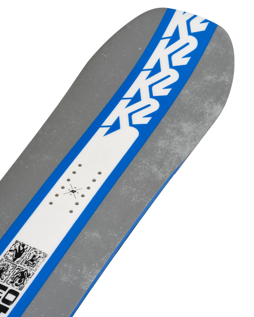 The K2 Geometric is the perfect tool for those looking for an affordable twin-tip, softer-flexing freestyle board or someone that has caught the snowboard bug and is looking to drop in on their first complete set-up. K2 Men's Wide Geometric Snowboard 2025