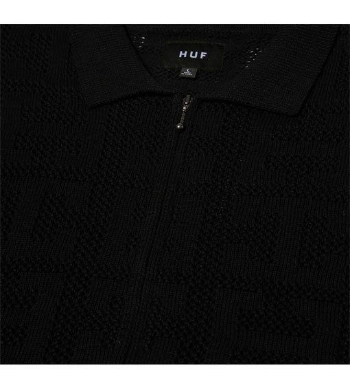 Huf Monogram Jacquard Zip Sweater - Black
