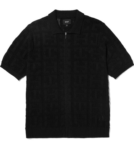 Huf Monogram Jacquard Zip Sweater - Black