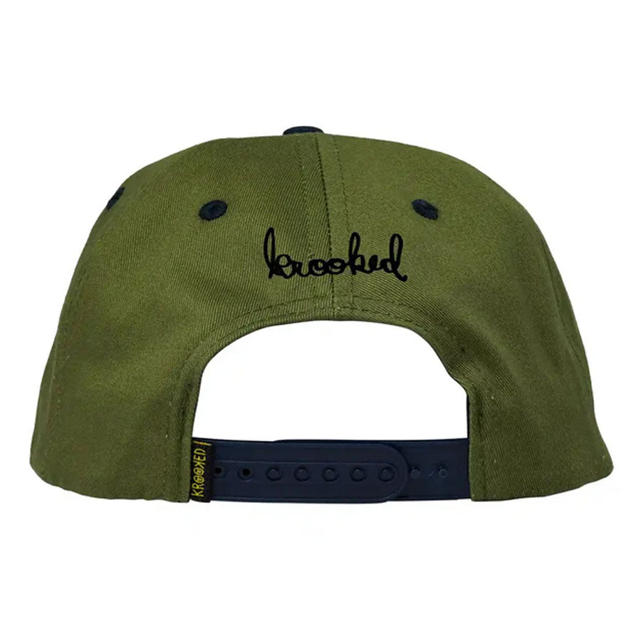 Krooked Mermaid Fish Snapback - Olive/Navy