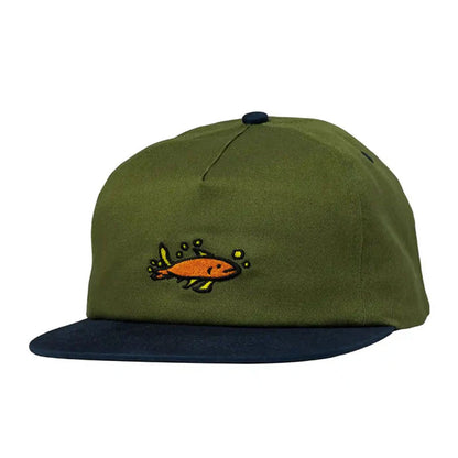 Krooked Mermaid Fish Snapback - Olive/Navy