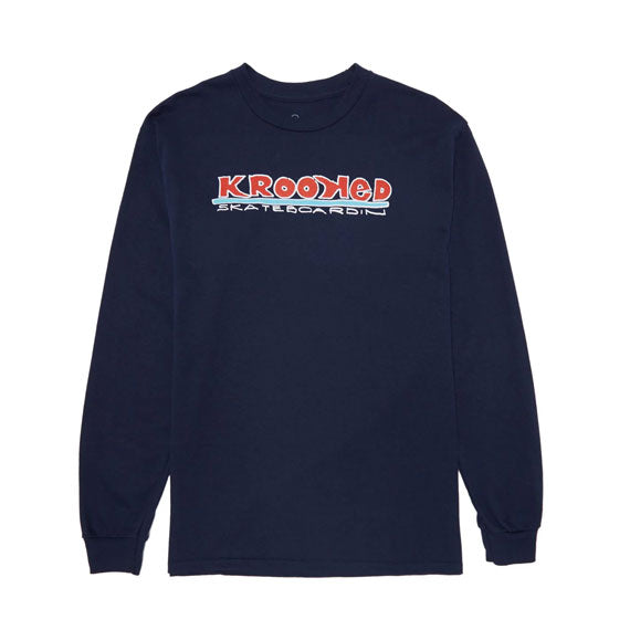 Krooked Skateboardin Long Sleeve T-Shirt - Navy/Red