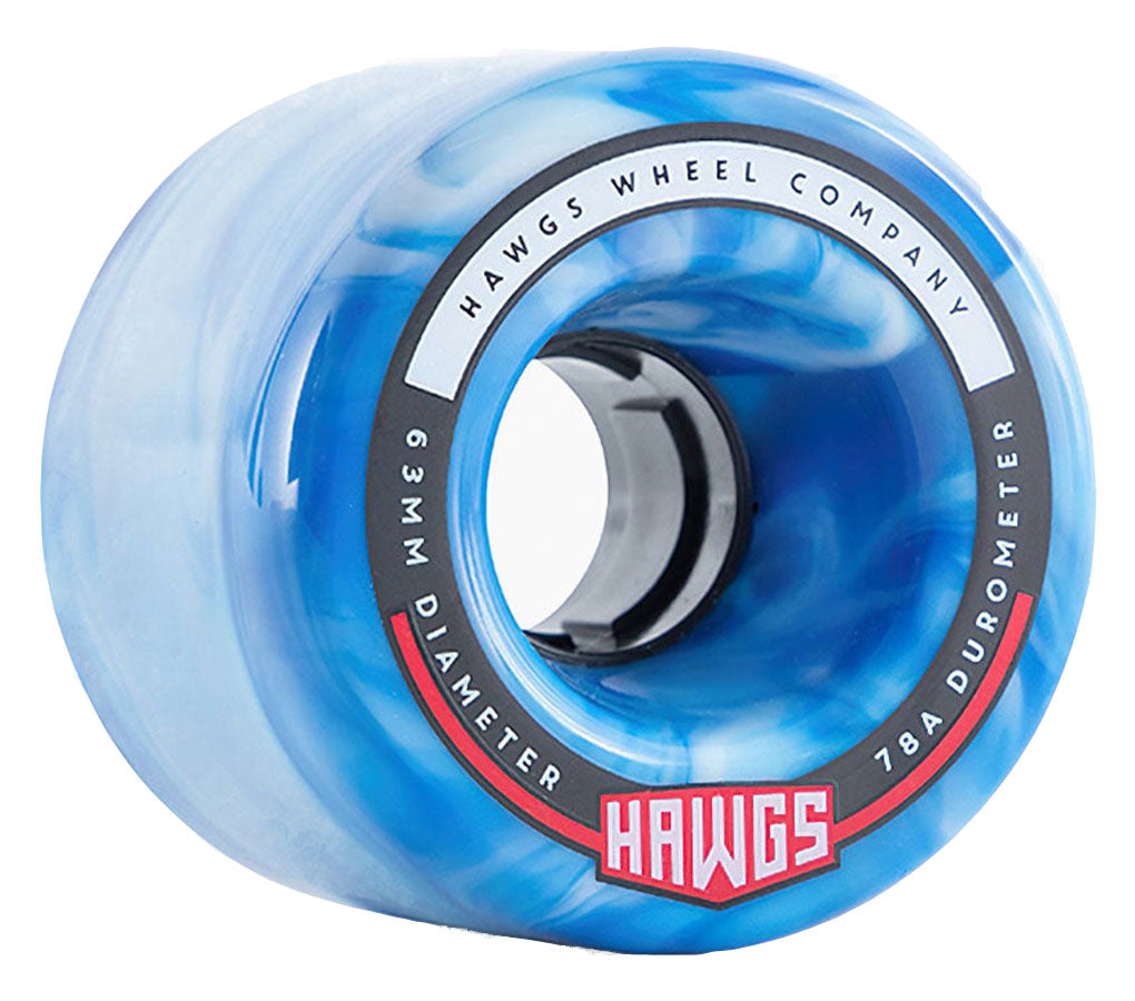 Landyachtz  Chubby Hawgs Blue/White Swirl Stone Ground 78a Wheels 60mm