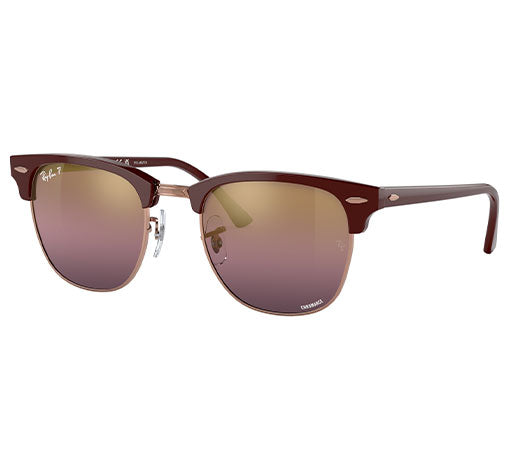 Ray-Ban Clubmaster Bordeaux On Rose Gold W/ Red Mirror Polar Acetate Man Sunglass