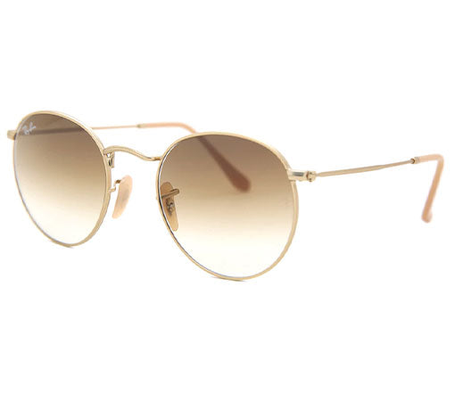 Ray-Ban Round Metal Gold W/ Clear Gradient Brown Metal Man Sunglass