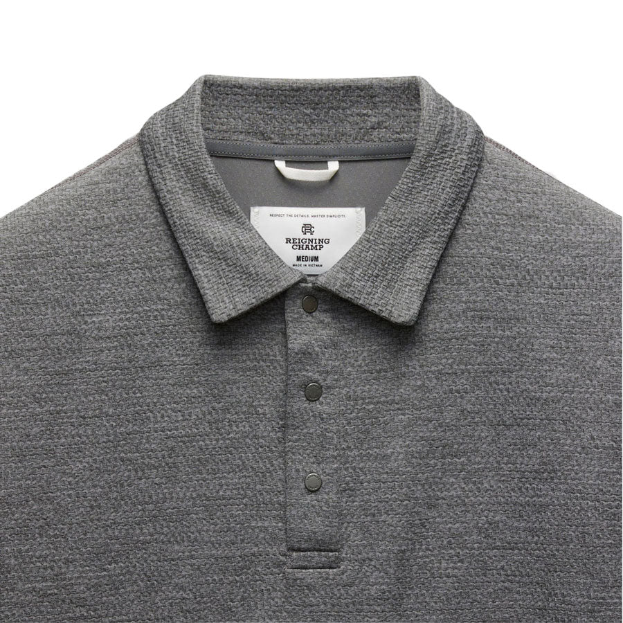 Reigning Champ Solotex Mesh Tiebreak Polo H.Carbon