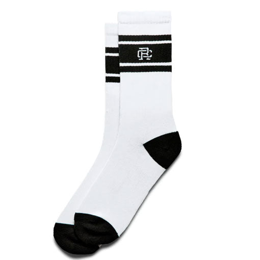 Reigning Champ Stripe Cotton Blend Crew Sock Black/White