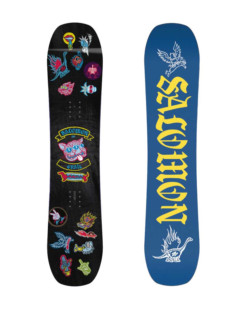The Grail Snowboard is designed for entry-level riders with a focus on progression. The Super Flat profile and concave Bowl Skate Base make for easy turning out of the gates, while the Bite Free Edges ensure fewer hang-ups on the downhill.