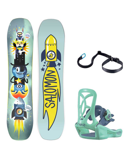 The TEAM PACKAGE is a scaled down big boy &amp; girl board that comes ready to ride with the Goodtime XXS Binding and a removable leash for parental uphill towing and safety on the downhill. The Super Flat profile and concave Bowl Skate Base make for easy turning out of the gates, while the Bite Free Edges ensure fewer hang-ups on the downhill.