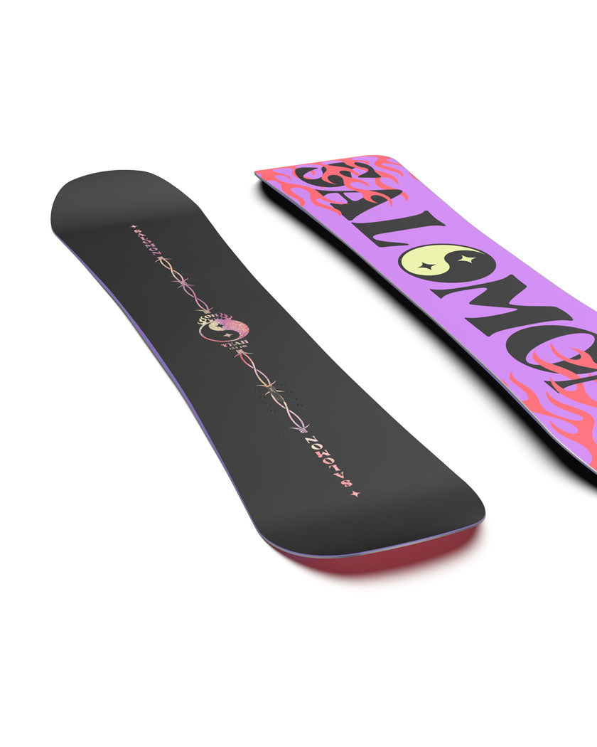 The 2025 Salomon Oh Yeah Grom shrinks down one of the favourite Salomon women's boards, the Oh Yeah, to make the perfect bite size board for your little girl. This kid size true twin snowboard blends playfulness with progressional edge control so you won't have to worry about your little one outgrowing her board too quickly and the Bite Free Edges makes catching an edge and ruining the day a thing of the past.