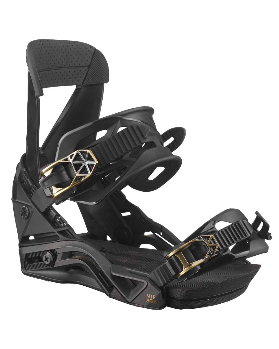 The Mirage offers a softer flex and an asymmetrical design for uncompromised forgiveness in the park and on groomers. Our Shadow Fit heelcup provides a natural connection between your binding and boots for enhanced performance and comfort while an asymmetrical highback and injected strap ensure a balance of support and maneuverability.