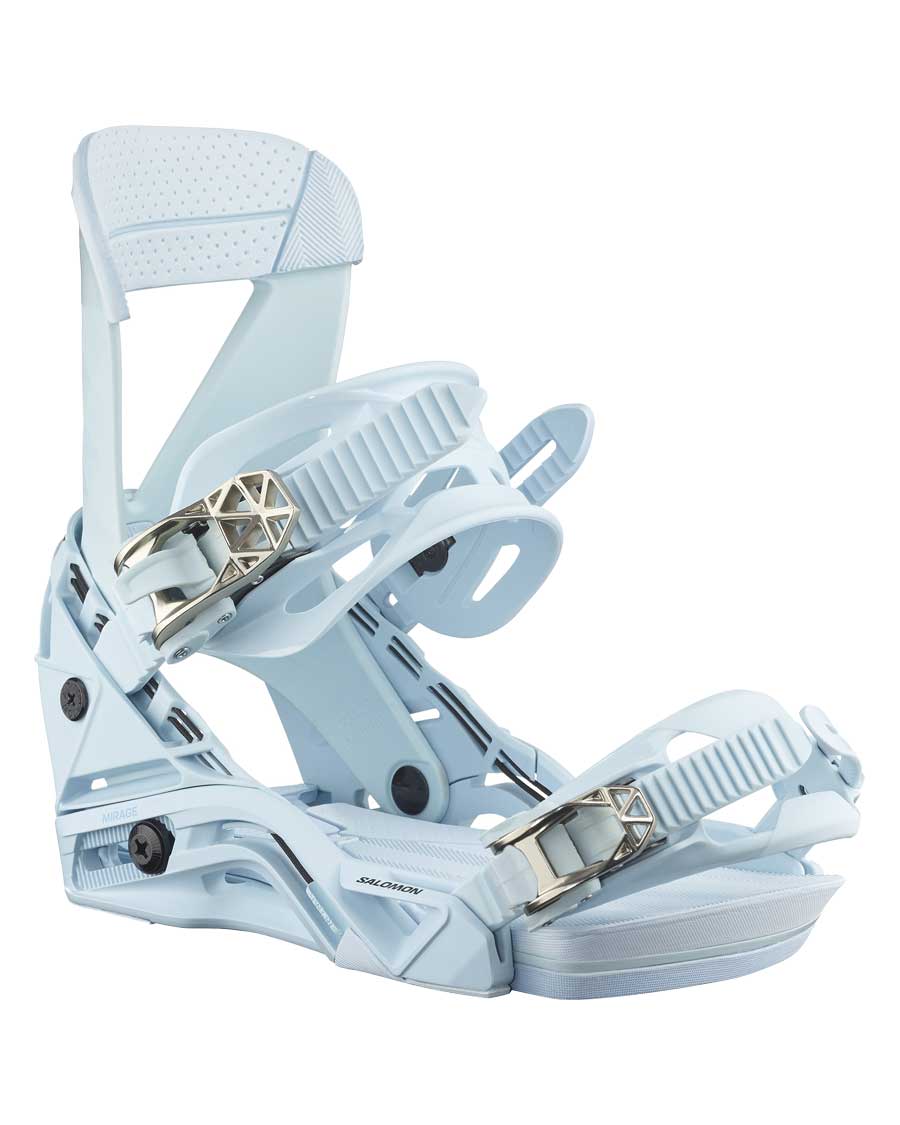 The Mirage offers a softer flex and an asymmetrical design for uncompromised forgiveness in the park and on groomers. Our Shadow Fit heelcup provides a natural connection between your binding and boots for enhanced performance and comfort while an asymmetrical highback and injected strap ensure a balance of support and maneuverability.