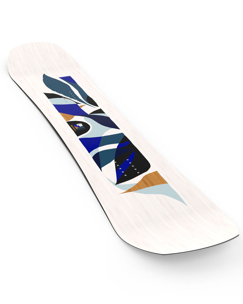 A women’s specific quiver killer blending our most popular powder and freestyle creations. Rock Out Camber delivers versatility in all conditions freestyle, while the directional twin shape provides added buoyancy in deep snow. ABC Wrapper design substitutes traditional materials for bamboo, fusing sustainability and innovation for a lively board.