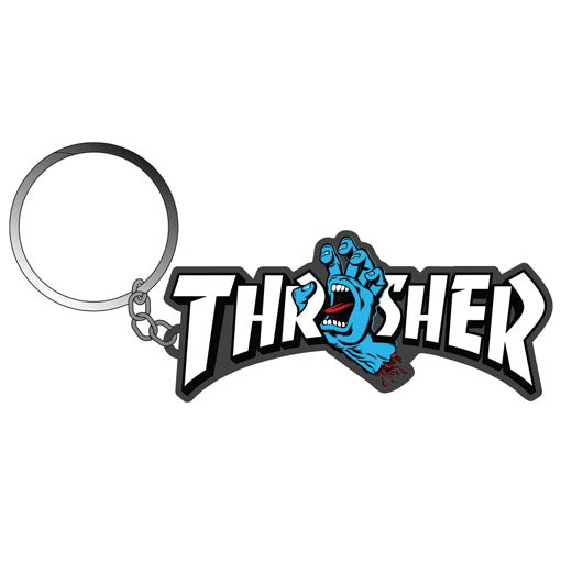 Santa Cruz Thrasher Screaming Logo Keychain - Black/Blue