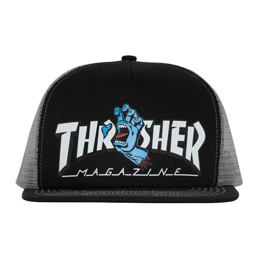Santa Cruz Thrasher Screaming Logo Trucker Hat - Black/Grey