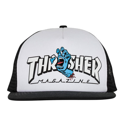 Santa Cruz Thrasher Screaming Logo Trucker Hat - White/Black