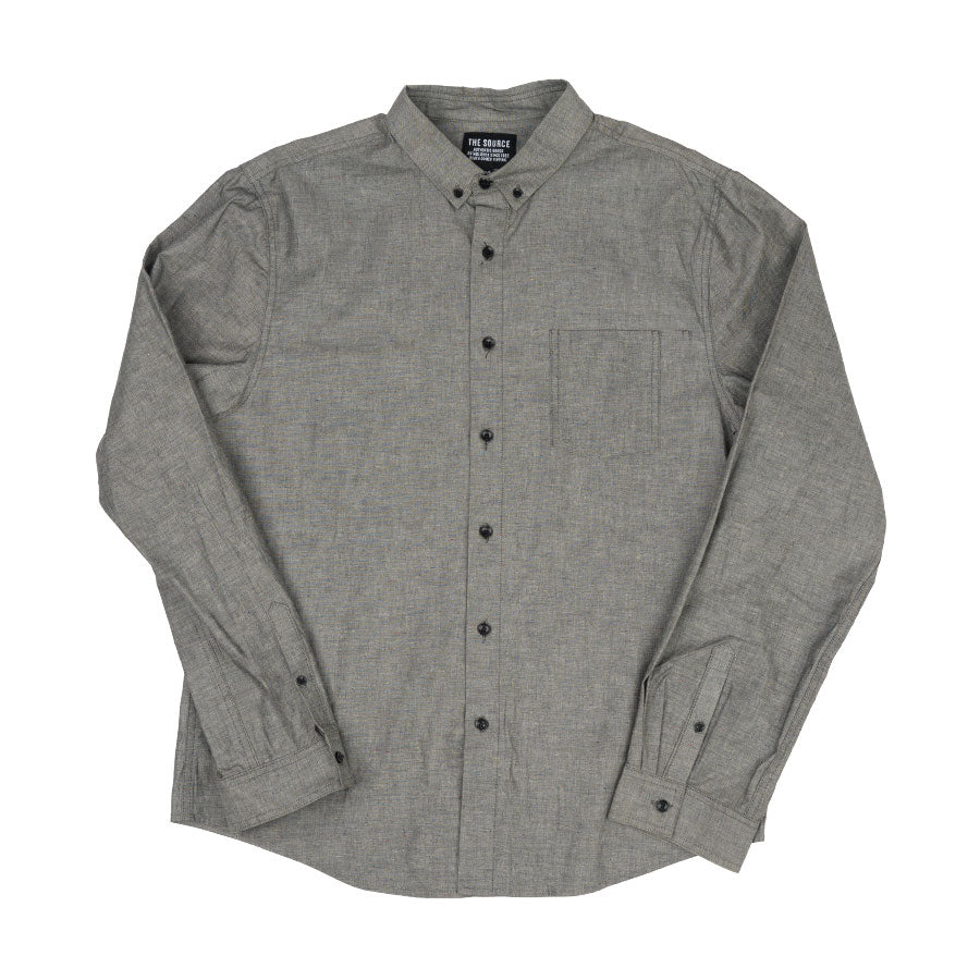 Source Grant L/S Woven Dark Grey Fleck