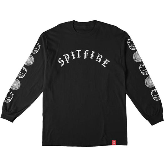 Spitfire Old E Combo Sleeve Long Sleeve T-Shirt - Black/White Prints