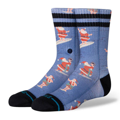 Stance Kids' Surfing Santa Crew Sock Blue