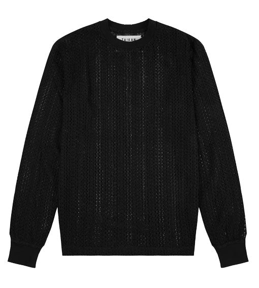 Taikan Loose Knit Crocheted Sweater Black