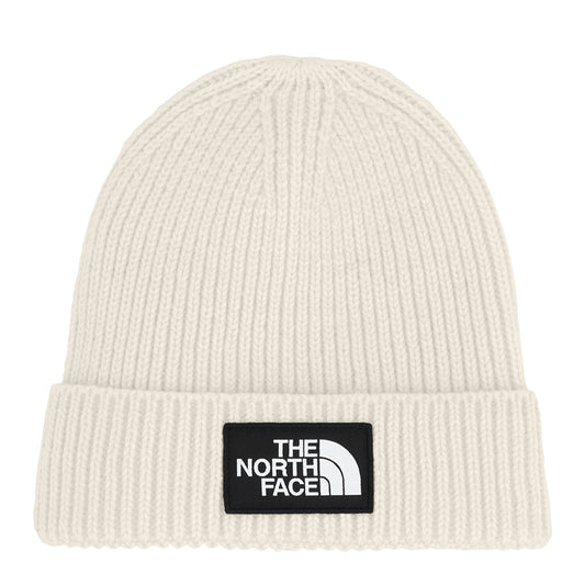 The North Face Kids' TNF Box Logo Cuffed Beanie White Dune 2025