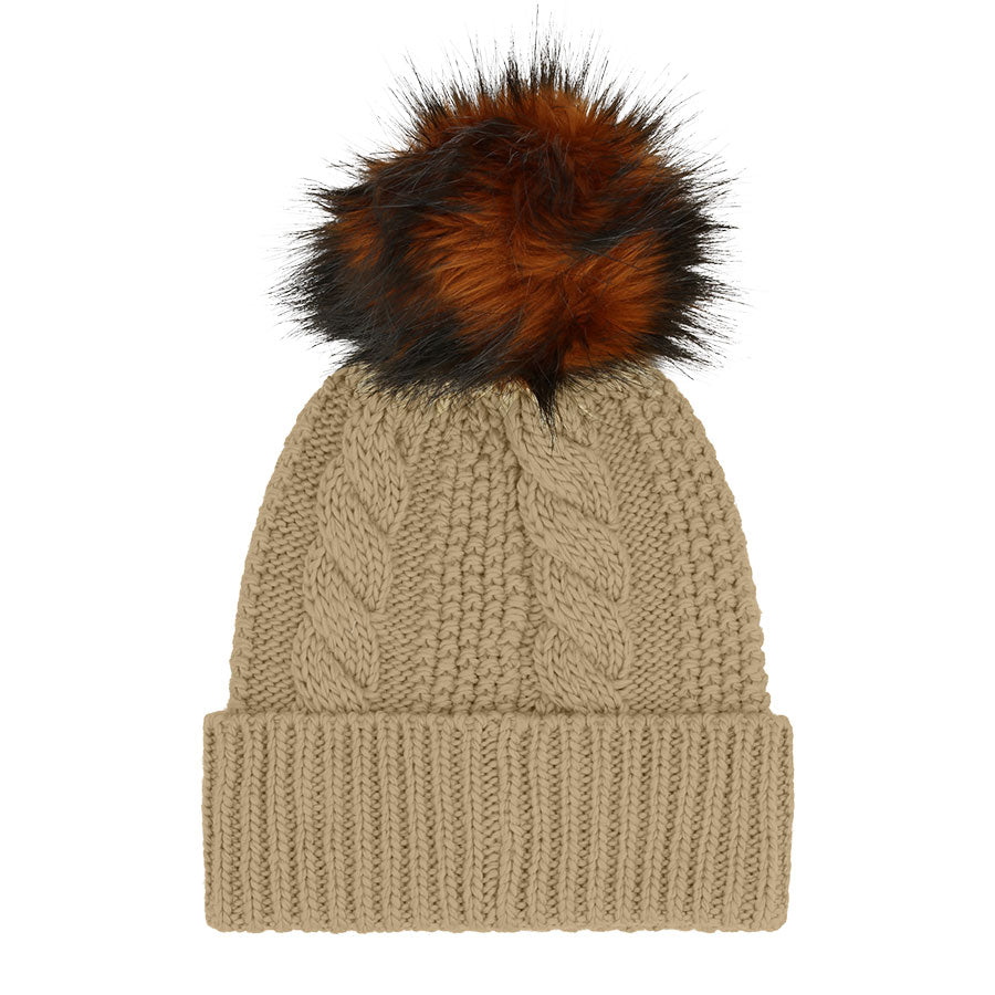 The North Face Women's Oh Mega Fur Pom Beanie Khaki Stone 2025