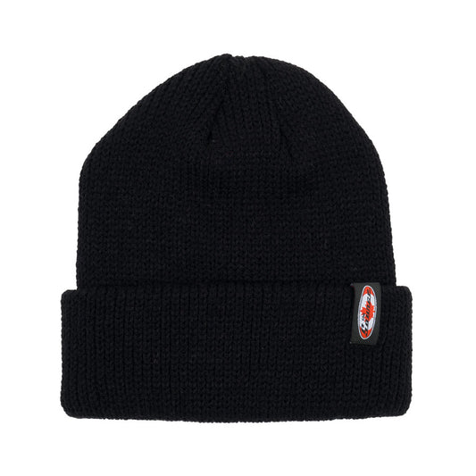 The Source Cuffed Leaf Label Beanie Omen Black