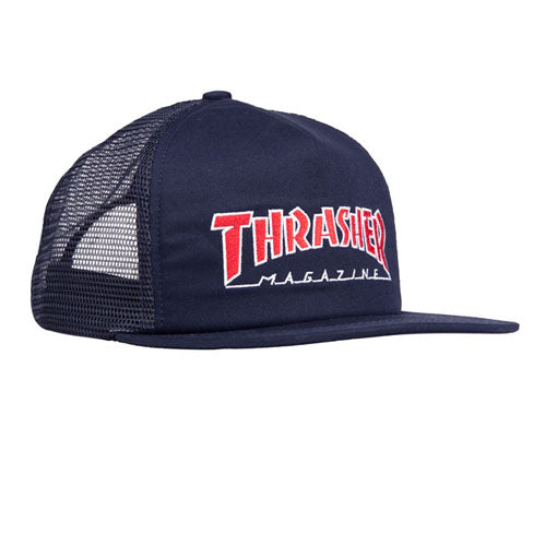 Thrasher Embroidered Outlined Mesh Cap Navy