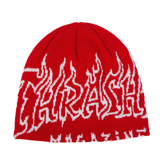 Thrasher Fire Outlined Skully Beanie - Red