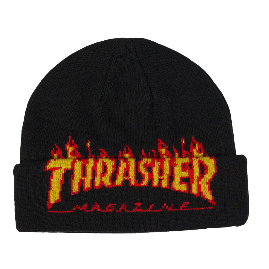 Thrasher Flame Fold Beanie - Black