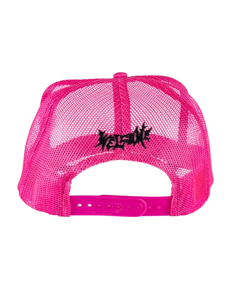 Welcome Innocent Puff-Print Trucker Hat - Pink