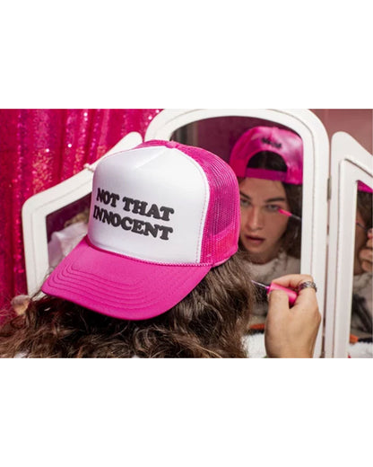 Welcome Innocent Puff-Print Trucker Hat - Pink