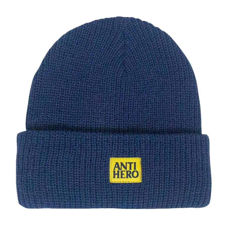 Anti-Hero Lil Black Hero Cuff Beanie - Navy/Yellow