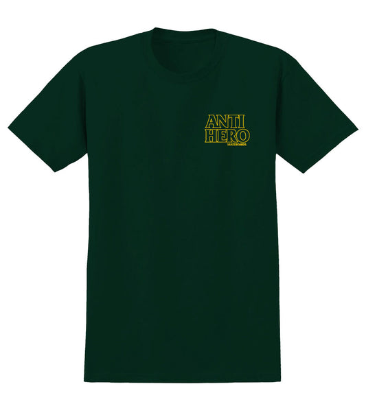 Anti-Hero Lil Black Hero Outline T-shirt - Forest Green/Yellow