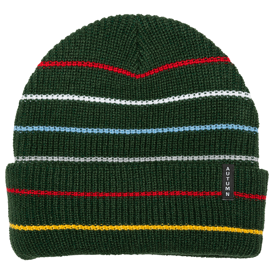 Autumn Multi Stripe Beanie Dark Green 2023